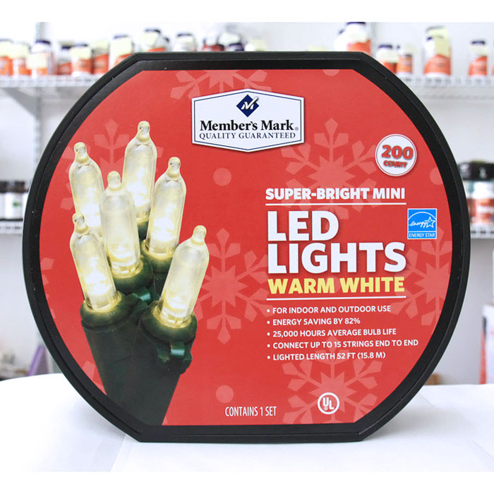 Super Bright Mini LED Lights, Warm White, 200 ct, Members Mark