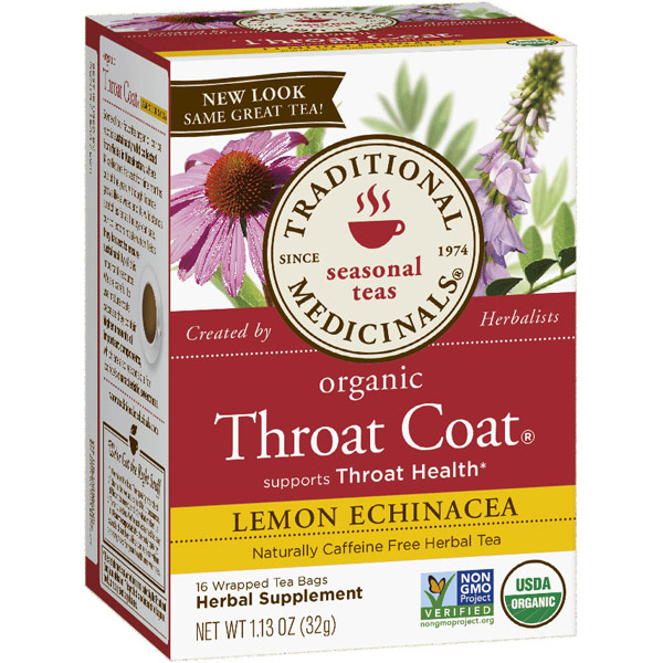 Lemon Echinacea Throat Coat Tea 16 bags, Traditional Medicinals Teas