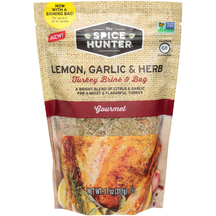 Lemon, Garlic & Herb Turkey Brine & Bag, 11 oz x 3 Bags, Spice Hunter