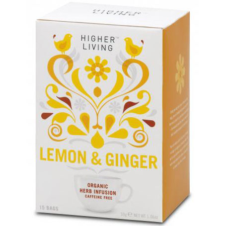 Higher Living Organic Herb Infusions, Lemon & Ginger Tea, 15 Bags, Higher Living