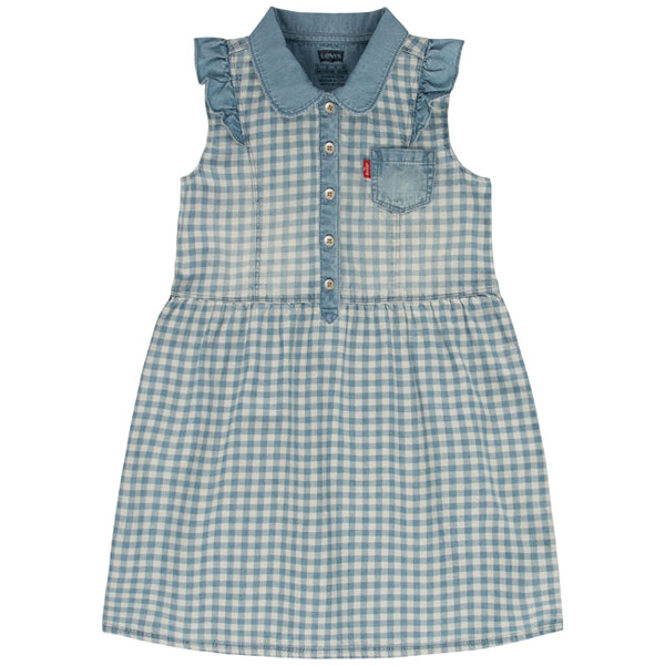 Levis Girls Denim Dress, 100% Cotton - Indigo Gingham