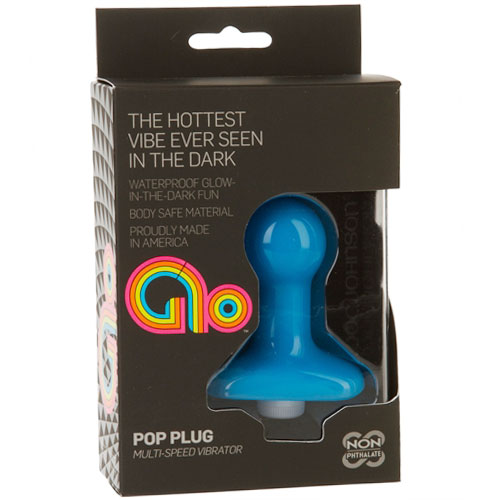 GLO Pop Plug - Blue, Anal Vibe Glow In The Dark, Doc Johnson