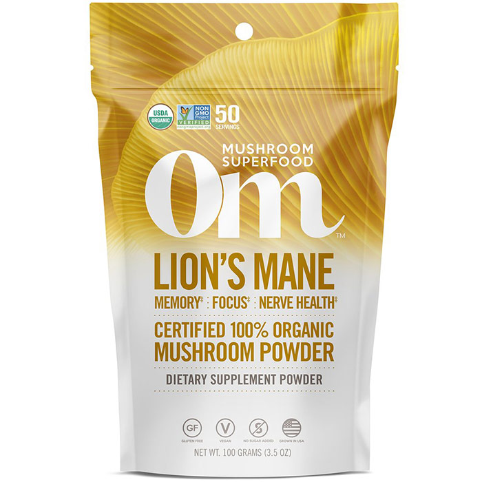 Lions Mane Mushroom Superfood Powder, 100 g, Om Organic Mushroom Nutrition