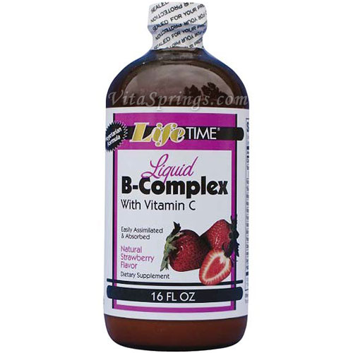 Liquid B Complex with Vitamin C - Strawberry Flavor, 16 oz, LifeTime