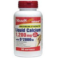 Mason Natural Liquid Calcium 1200 mg with D3 2000 IU, 60 Softgels, Mason Natural