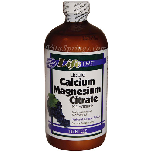 Liquid Calcium Magnesium Citrate - Natural Grape Flavor, 16 oz, LifeTime