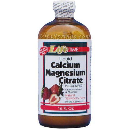 Liquid Calcium Magnesium Citrate - Natural Strawberry Flavor, 16 oz, LifeTime