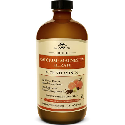Liquid Calcium Magnesium Citrate with Vitamin D3 - Natural Orange Vanilla Flavor, 16 oz, Solgar