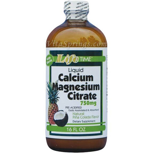 Liquid Calcium Magnesium Citrate - Pina Colada Flavor, 16 oz, LifeTime