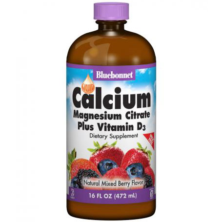 Liquid Calcium Magnesium Citrate Plus Vitamin D3, Natural Mixed Berry Flavor, 16 oz, Bluebonnet Nutrition
