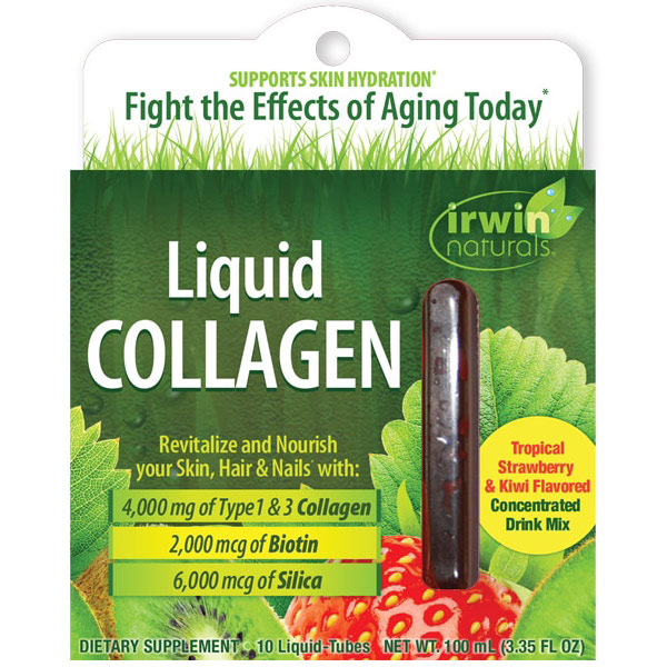 Liquid Collagen Skin Revitalization Drink Mix, 10 Liquid-Tubes, Irwin Naturals