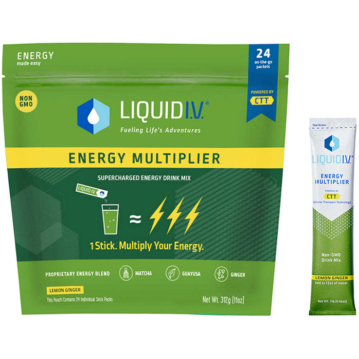 Liquid I.V. Energy Multiplier, Supercharged Energy Drink Mix, 24 Individual Stick Packs