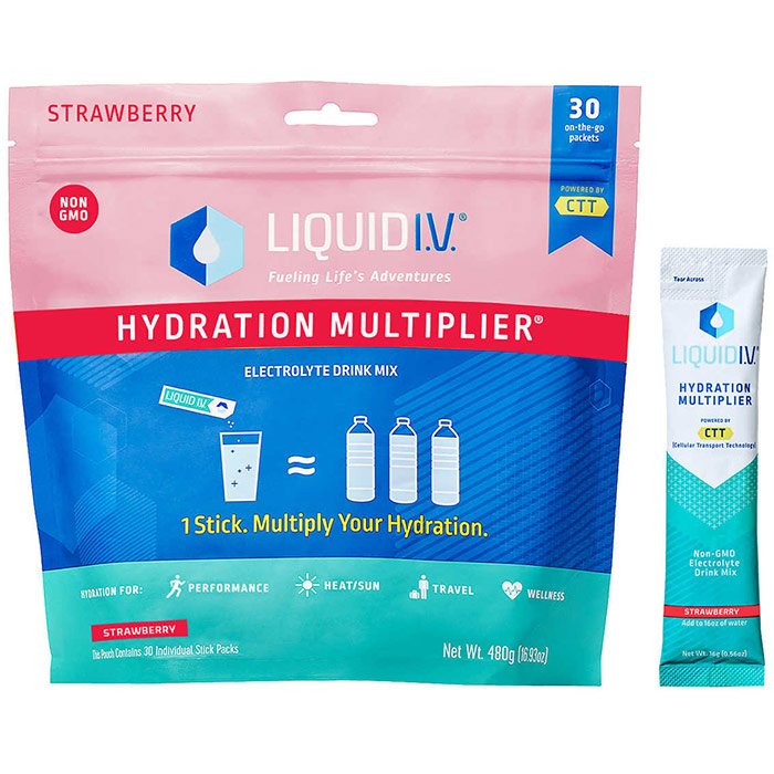 Liquid I.V. Hydration Multiplier, Electrolyte Drink Mix, 30 Individual Stick Packs