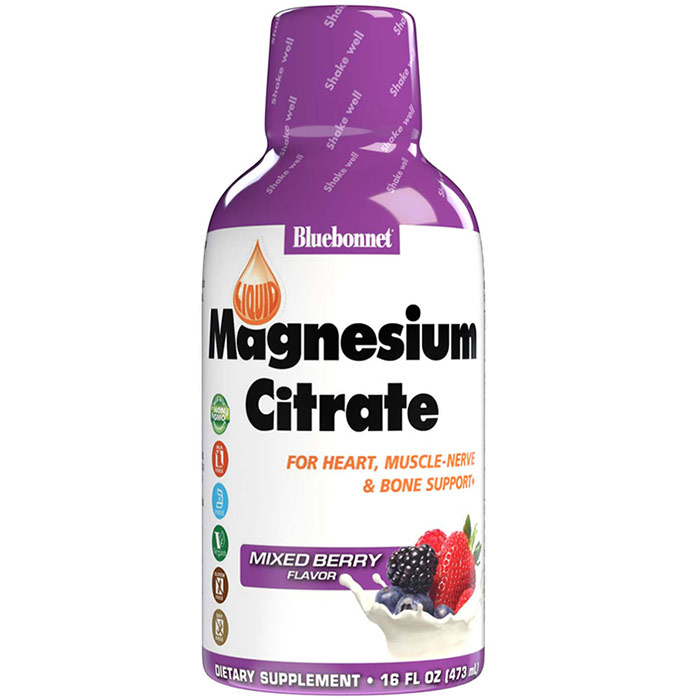 Liquid Magnesium Citrate, Mixed Berry Flavor, 16 oz, Bluebonnet Nutrition