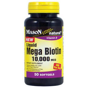 Liquid Mega Biotin 10,000 mcg, 50 Softgels, Mason Natural