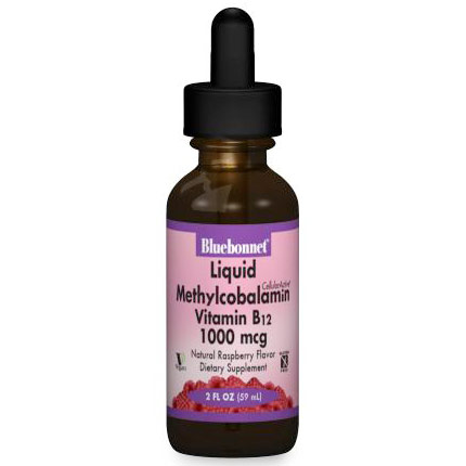Liquid CellularActive Methylcobalamin Vitamin B12 1000 mcg, Natural Raspberry Flavor, 2 oz, Bluebonnet Nutrition