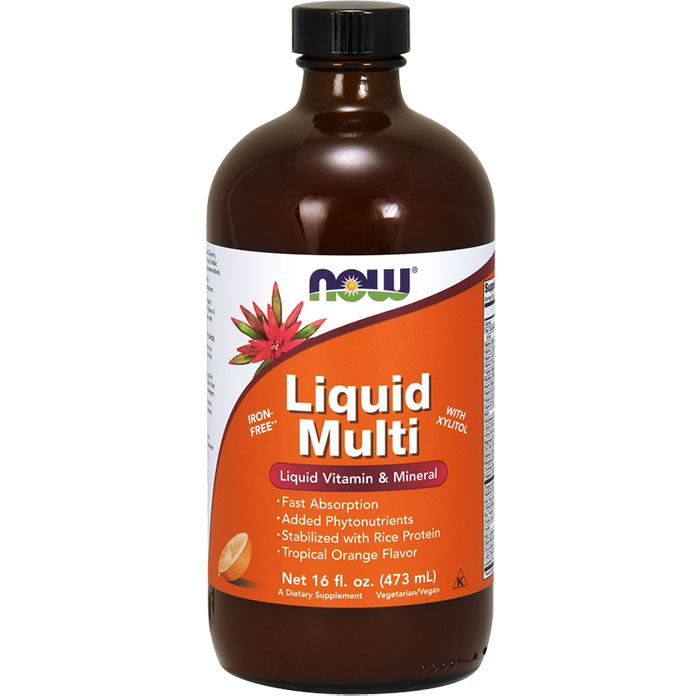 Liquid Multi Tropical Orange Flavor Multi Vitamins 16 oz, NOW Foods