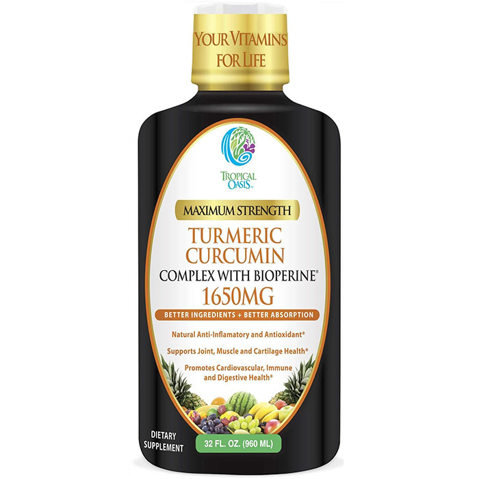 Liquid Turmeric Curcumin Complex with Bioperine, 32 oz, Tropical Oasis