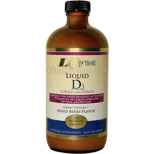 Liquid Vitamin D 1000 IU - Mixed Berry Flavor, 16 oz, LifeTime