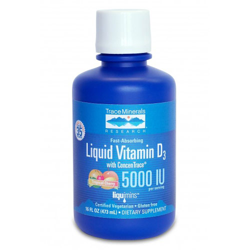 Vitamin D3 Liquid with ConcenTrace 5,000 IU, 16 oz, Trace Minerals Research