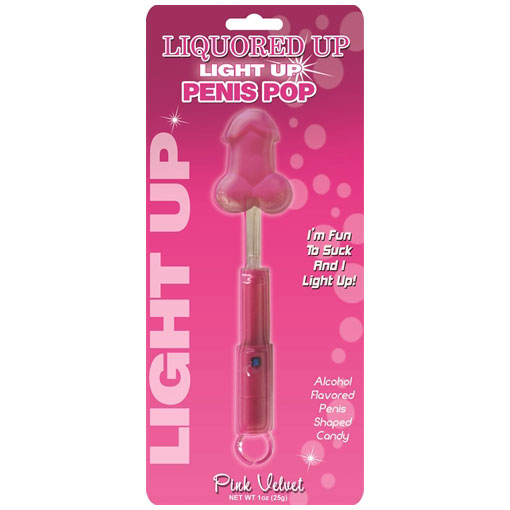 Liquored Up Light Up Penis Pop - Pink Velvet, Adult Candy, 1 pc, Hott Products