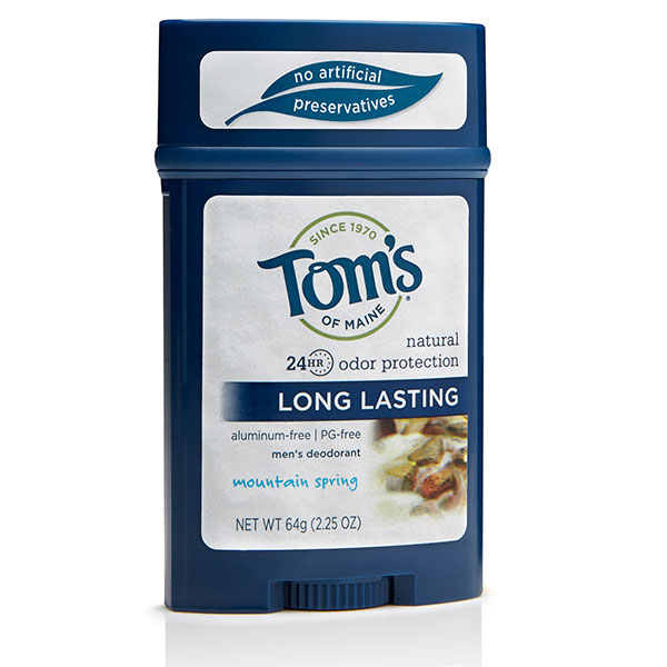 Long Lasting Mens Wide Stick Deodorant - Mountain Spring, 2.25 oz, Toms of Maine