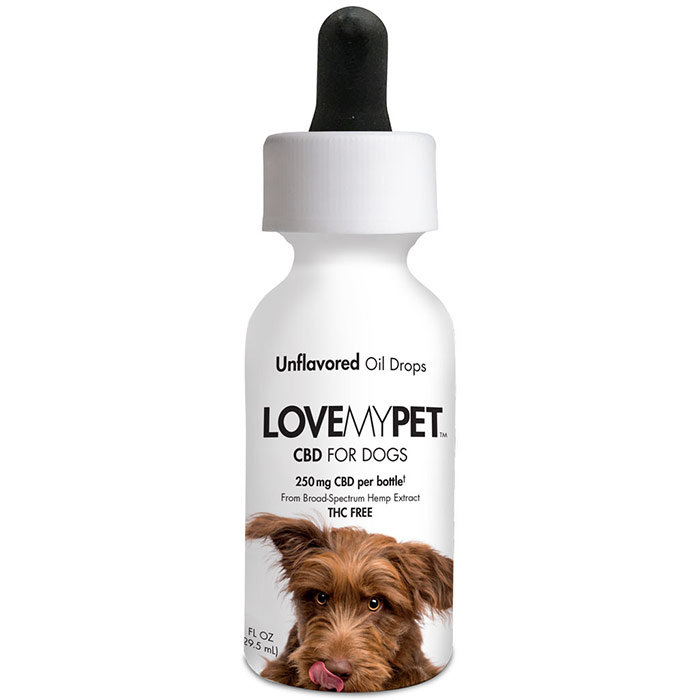 LoveMyPet CBD Dog Oil Drops, Unflavored, 1 oz, Irwin Naturals