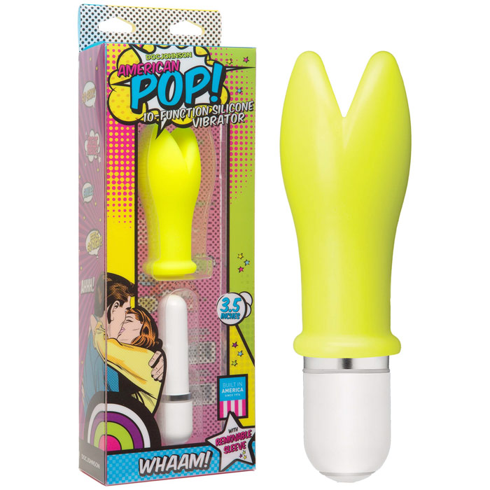 American Pop! Whaam! 10 Function Silicone Vibrator - Yellow, Doc Johnson