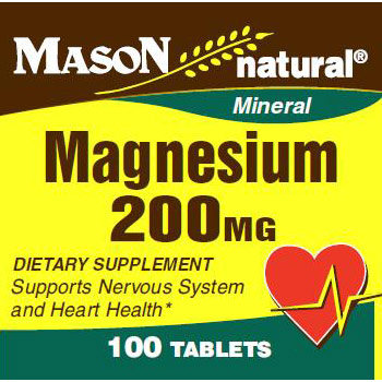 Magnesium 200 mg, 100 Tablets, Mason Natural