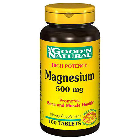 Magnesium 500 mg (Magnesium Oxide), 100 Tablets, Good 'N Natural