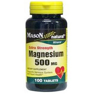 Magnesium 500 mg Extra Strength, 100 Tablets, Mason Natural