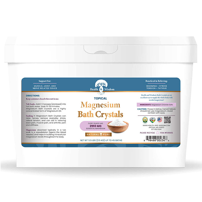 Magnesium Bath Crystals, 5.5 lb (2.5 kg), Health and Wisdom Inc.