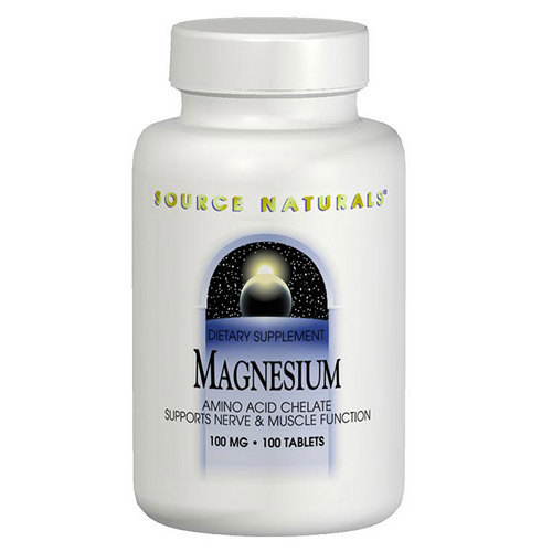 Magnesium Chelate 100mg elemental 100 tabs from Source Naturals