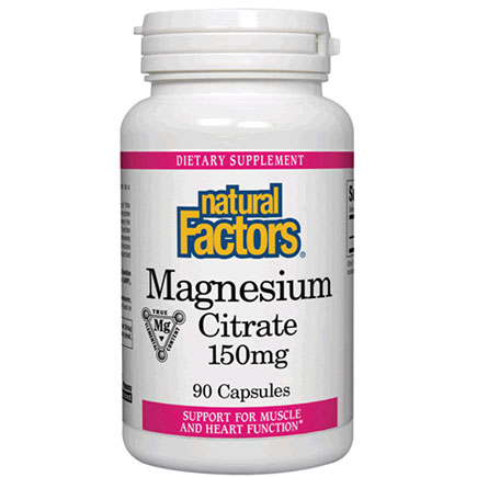 Magnesium Citrate 150 mg, 180 Capsules, Natural Factors