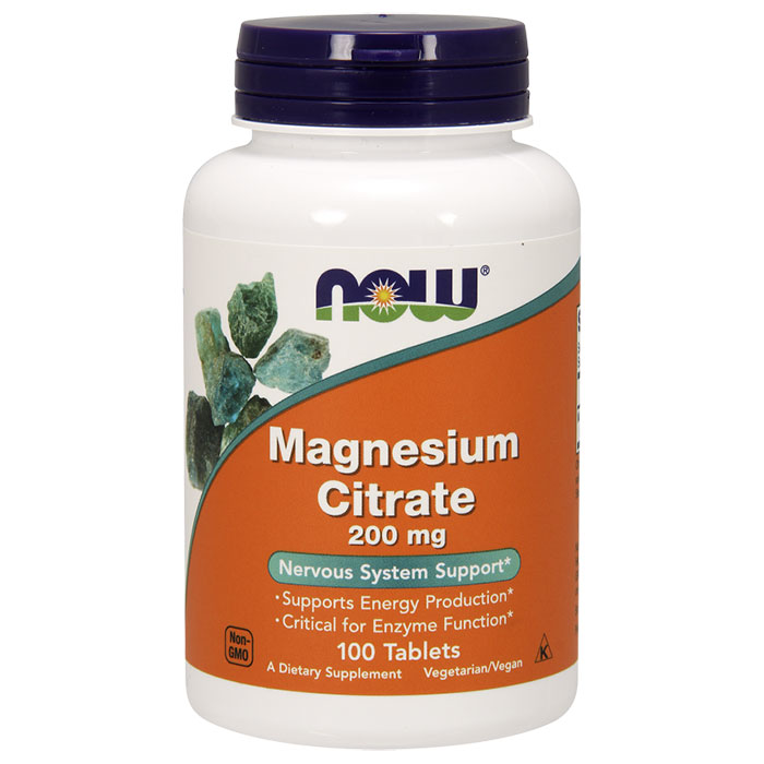Magnesium Citrate 200 mg, 100 Tablets, NOW Foods