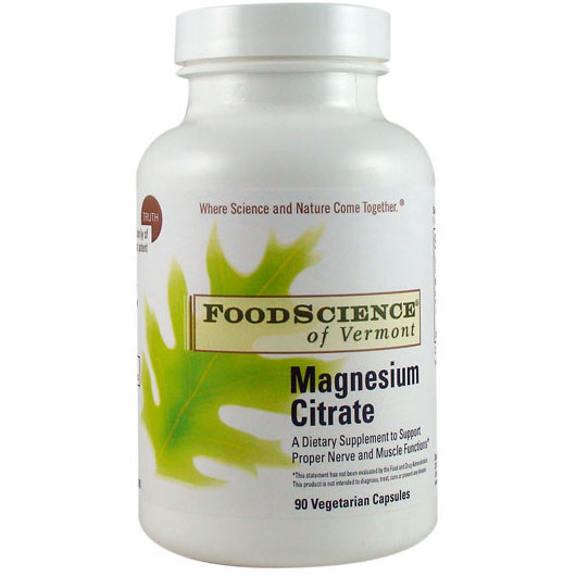 FoodScience Of Vermont Magnesium Citrate, 90 Capsules, FoodScience Of Vermont
