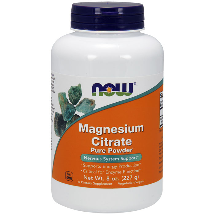Magnesium Citrate Powder Vegetarian 8 oz, NOW Foods