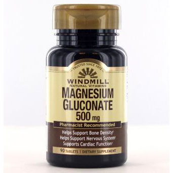 Magnesium Gluconate 500 mg, 90 Tablets, Windmill Health Products