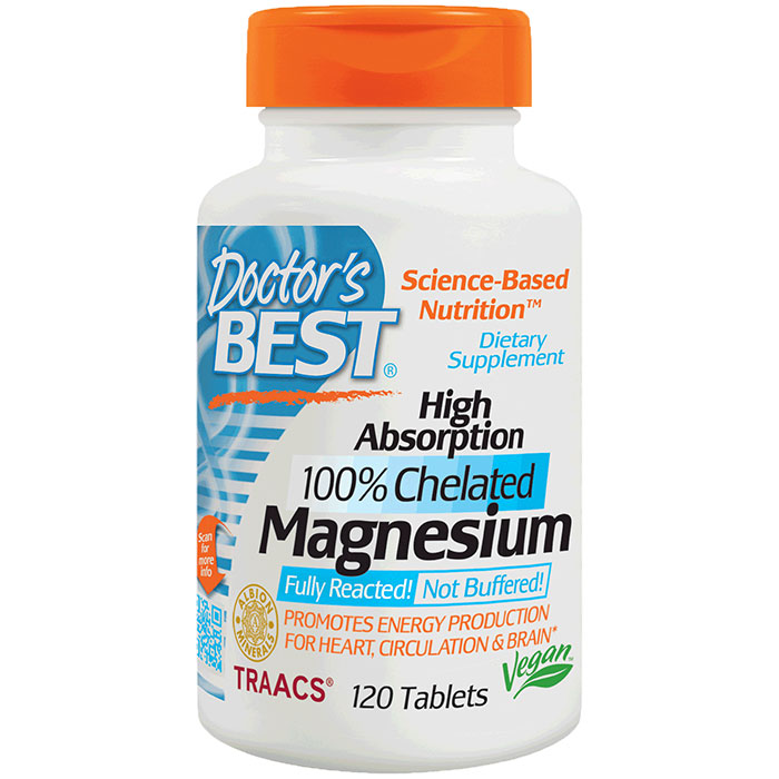 Doctor's Best High Absorption Magnesium 100% Chelated with Bioperine, 120 Tablets, Doctor's Best