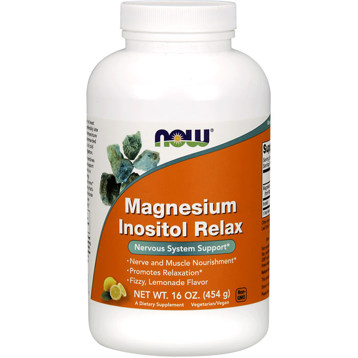 Magnesium Inositol Relax Powder - Lemonade Flavor, 16 oz, NOW Foods