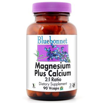 Magnesium Plus Calcium 2:1 Ratio, 180 Vcaps, Bluebonnet Nutrition