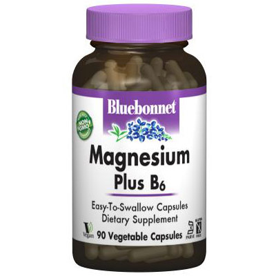 Magnesium Plus Vitamin B6, 90 Vegetable Capsules, Bluebonnet Nutrition