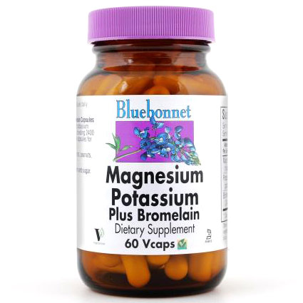 Magnesium Potassium Plus Bromelain, 120 Vcaps, Bluebonnet Nutrition