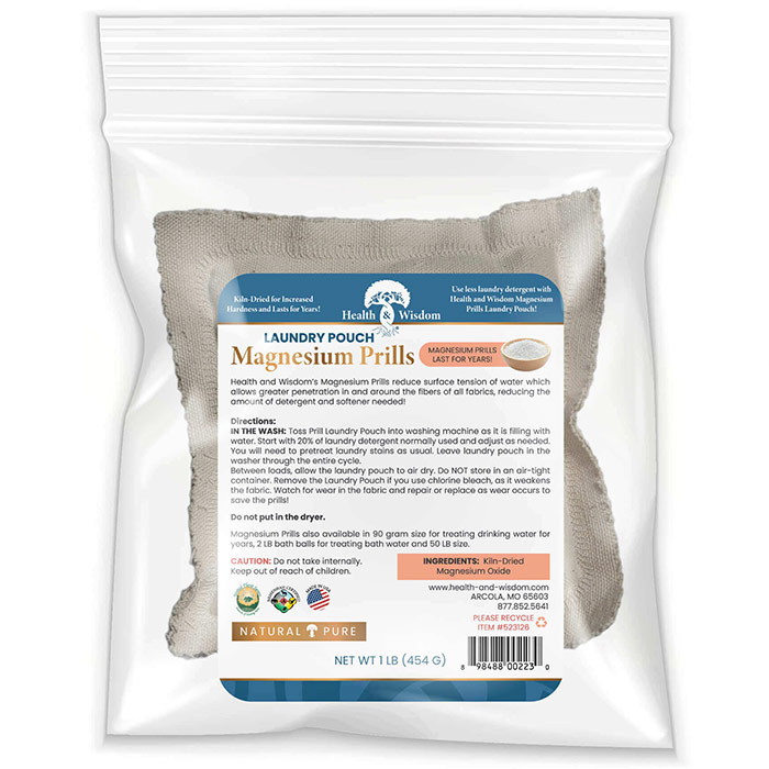 Magnesium Prills Laundry Pouch, 454 g, Health and Wisdom Inc.