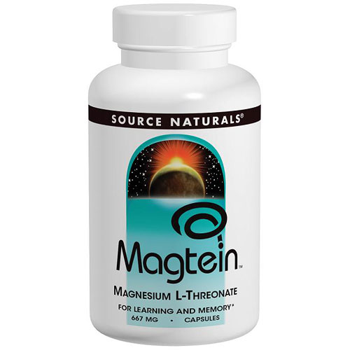 Magtein, Magnesium L-Threonate, 180 Capsules, Source Naturals