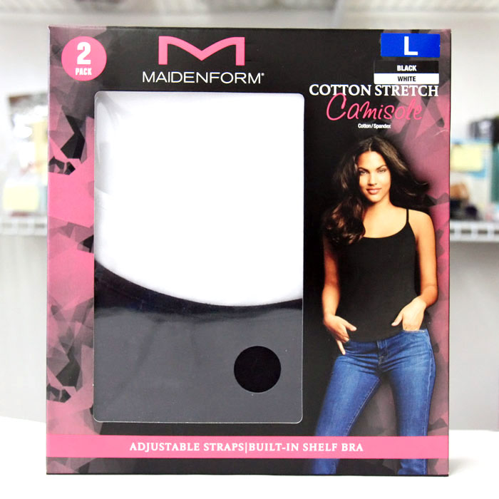 Maidenform Cotton Stretch Camisole, Black & White, 2 Pack