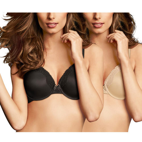 Maidenform Ladies Comfort Devotion Bra, Black & Latte, 2 Pack