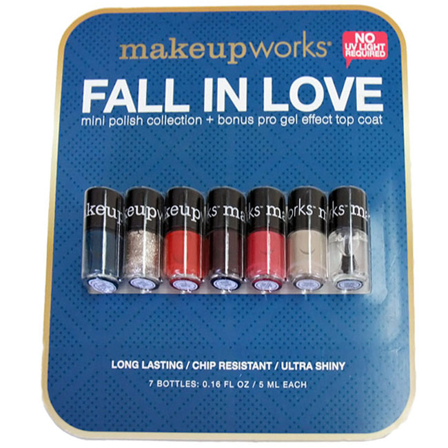 Makeupworks Fall in Love Mini Nail Polish Collection + Bonus Pro Gel Effect Top Coat