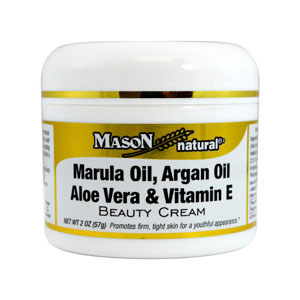Marula Oil, Argan Oil, Aloe Vera & Vitamin E Beauty Cream, 2 oz, Mason Natural