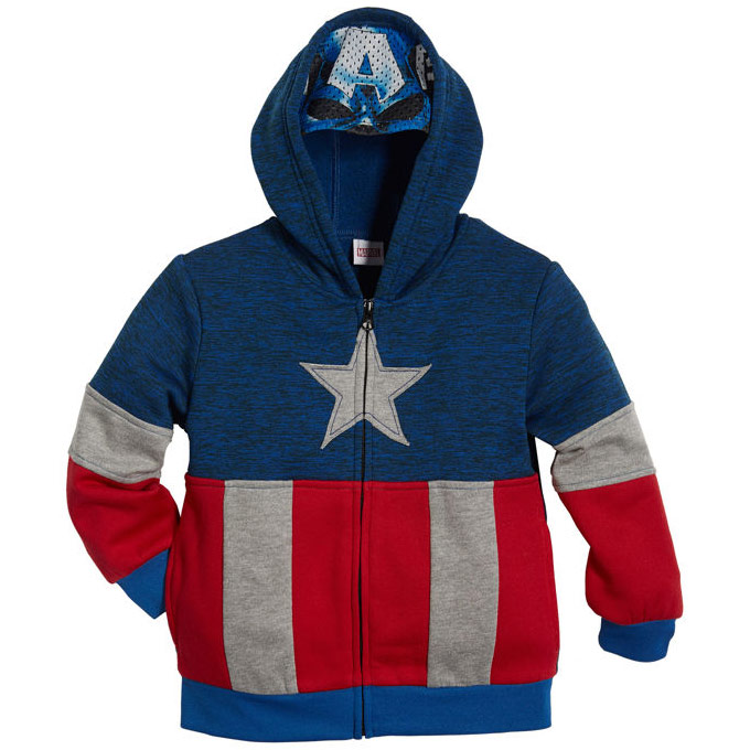 Marvel Character Boys Full Zip Hoodie, Captain America